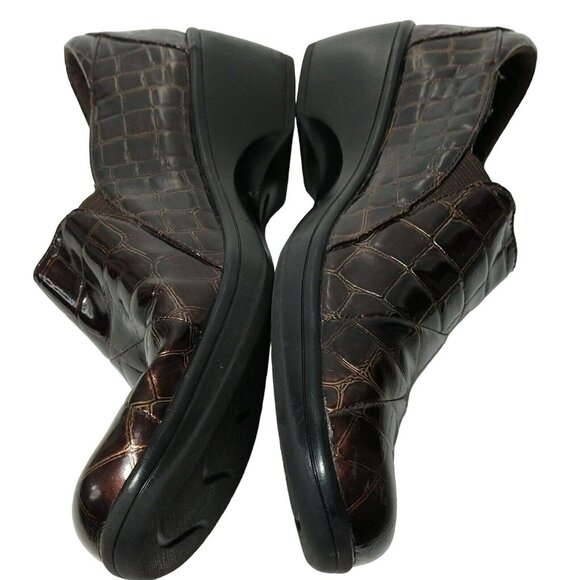 Clarks Bendables Brown Croc Print Slip-on Shoes Women Size 9.5 M Faux Leather - Picture 5 of 11